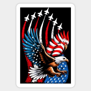 Fourth Of July Eagle Fighter Jets American Flag Patriotic Sticker